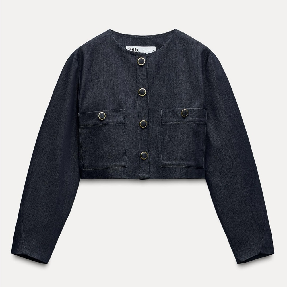 Zara Navy Cropped Jacket, size S